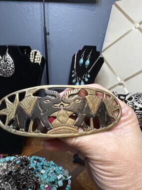 🐘 Elegant Vintage Elephant Barrette ✨ Southwestern Bohemian Hair Accessory